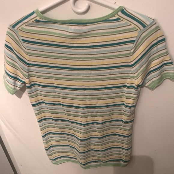 Elegant Eddie Bauer Linen Cotton Blend Striped Summer Shirt Comfy Breezy SZ XS - Picture 6 of 9